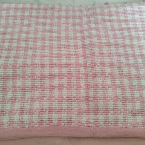Cotton rug used pink/white reversible 179×112cm
