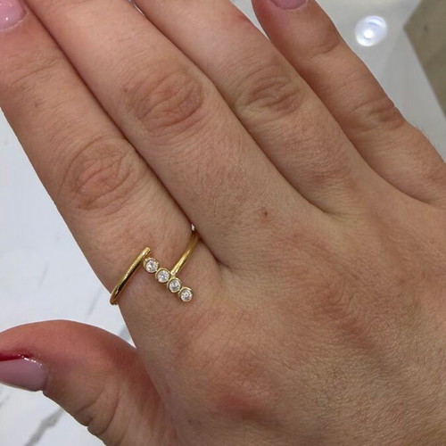 Handmade 925 silver ring gold plated with zircon new