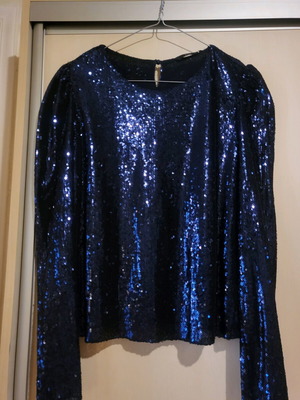 Sequin blouse blue like new