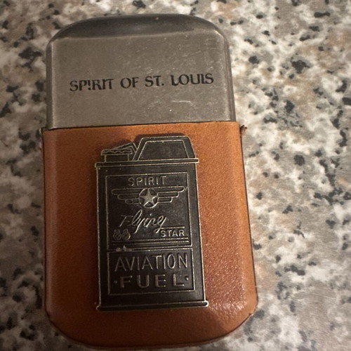 Spirit of St. Louis vintage petrol windproof lighter with leather
