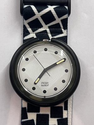 Swatch Pop Fire Works watch, black and white, women's