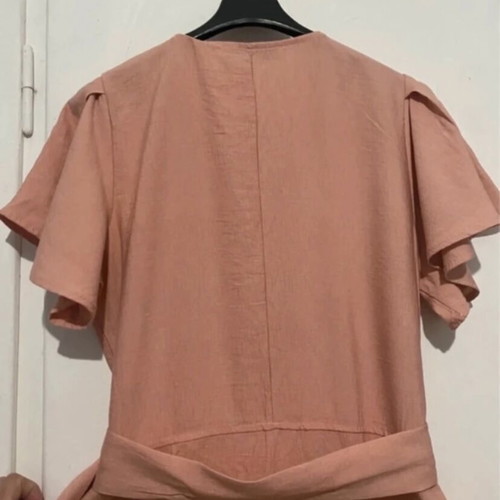 Women's jumpsuit new, salmon color, linen fabric, size L