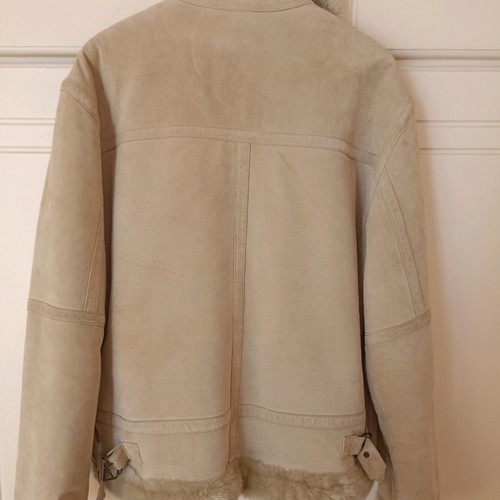 Suede leather jacket used, beige, size XL