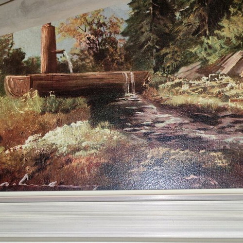 Signed canvas painting used, alpine landscape 80x60cm