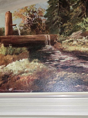 Signed canvas painting used, alpine landscape 80x60cm