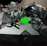 Original Microsoft Xbox console with controller and cables