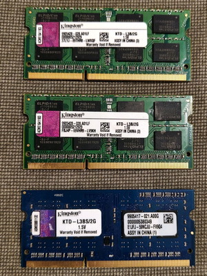 Kingston 3x2GB DDR3 SODIMM memory like new, 6GB pack