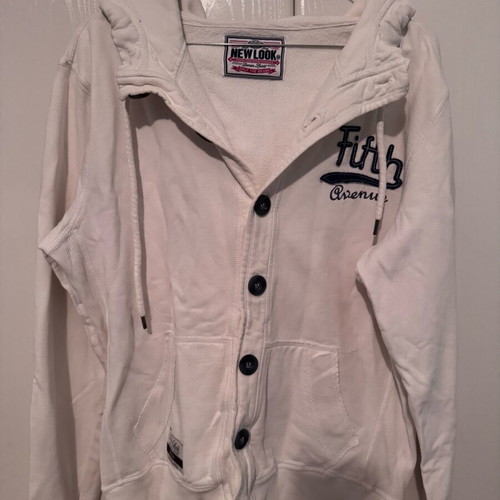 New Look cardigan with hood, like new, size M, white cotton