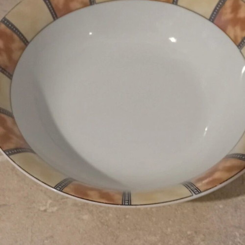 Dish set like new 10 shallow, 4 deep, 4 appetizer, 1 platter, 1 salad cup
