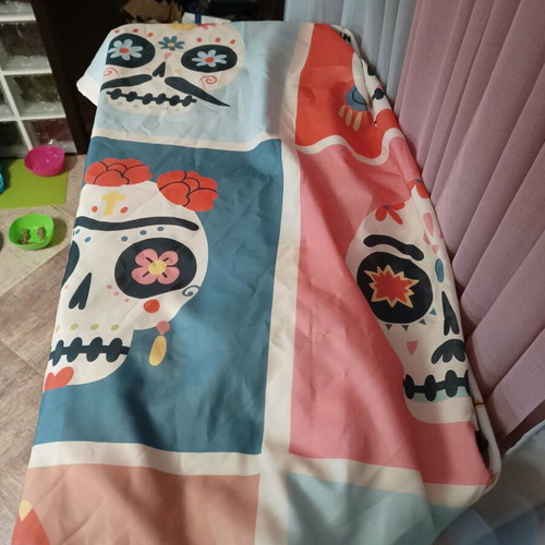 Shower curtain with Dia de Muertos theme like new