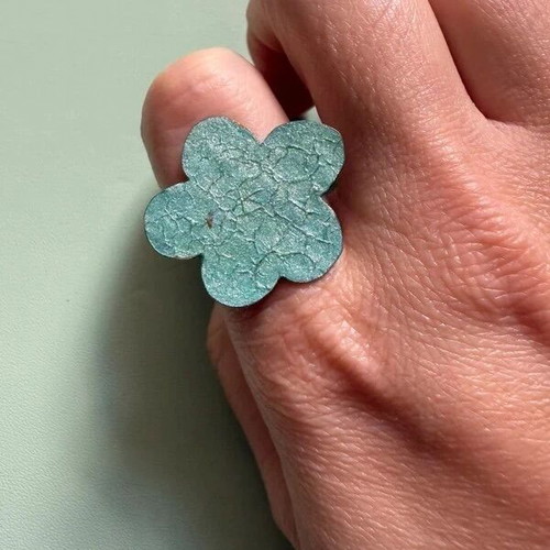Vintage silver 925 ring used, turquoise flower design