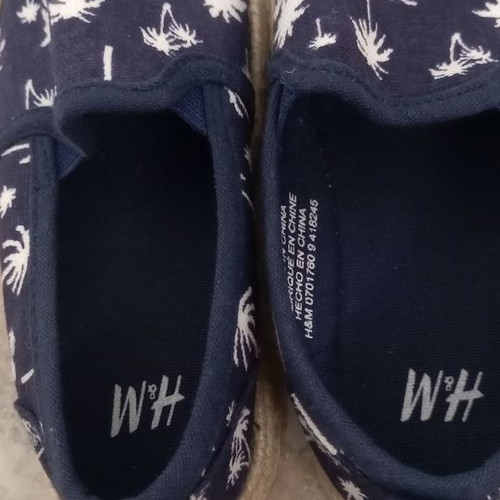 Espadrilles kids fabric H&M size 25 new, blue with palm tree design