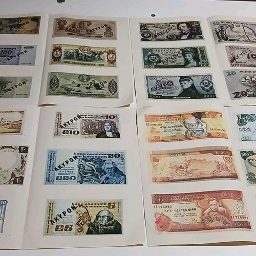 Bleck Paper Cutter with Used Banknotes from Various Countries
