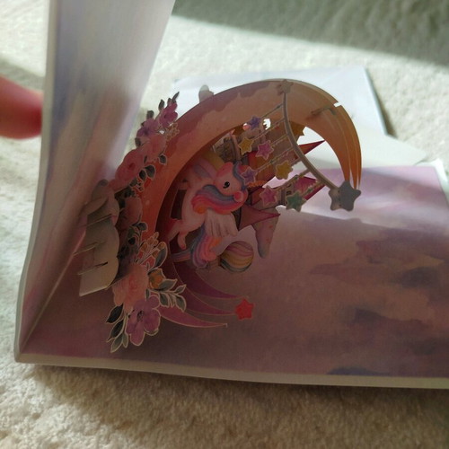 3D birthday greeting card with unicorn new