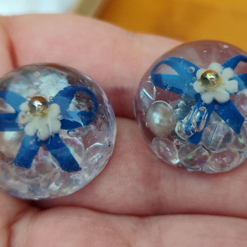 Handmade earrings with resin and colorful elements new