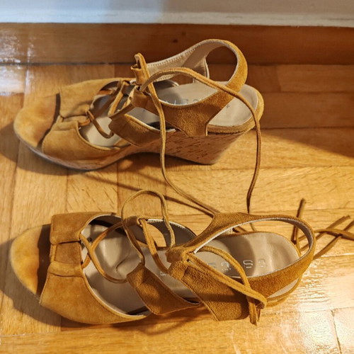 Tsitsivas leather suede platform sandals size 37, like new, 10 cm heel