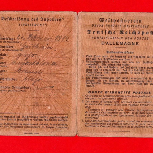 German identity card 1943 like new with collectible stamps and seals