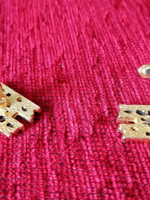 Cufflinks used, stainless steel with gold patina, abstract style