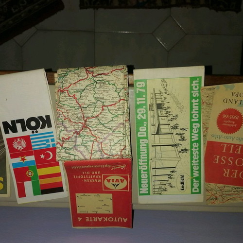 Germany maps used, collectible, 1960s and 1970s, pack of 8