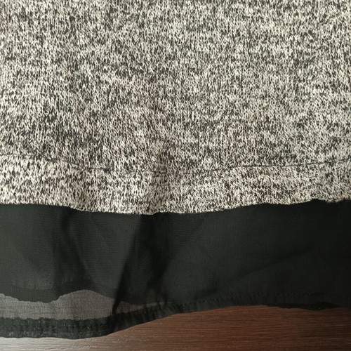 Two-tone blouse like new with black sheer hem, size S