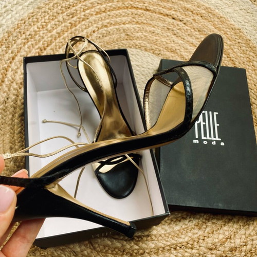Pelle Moda Di Beatrice lace-up high-heels like new, black and gold