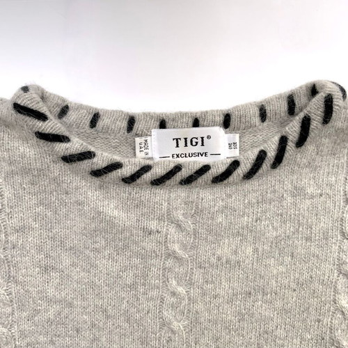 TIGI Oversized Colorblock Wool & Angora Cable Knit Sweater