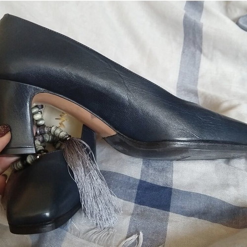 Scarpa Optimal leather high heels new, navy blue