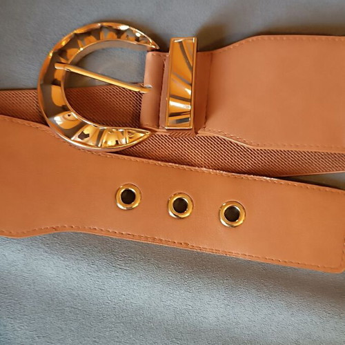 Women’s camel belt used with gold buckle and elastic 68 cm