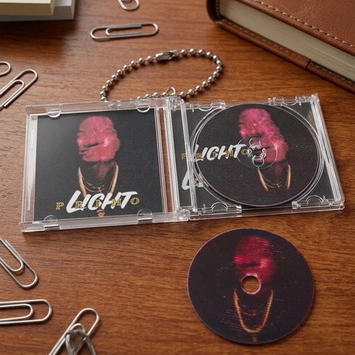 Light disc keychain with NFC new, black and red