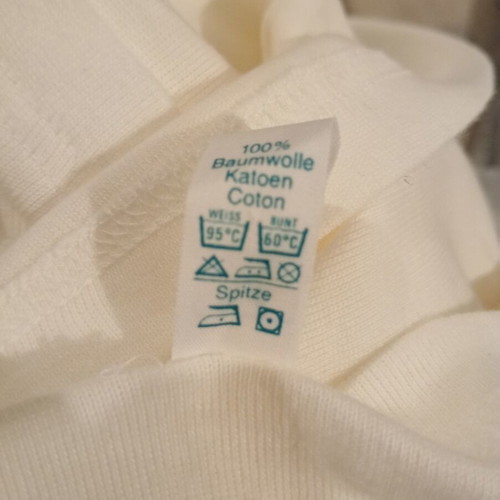 Tricosi vintage 1980s long sleeveless blouse, made in West Germany, white cotton