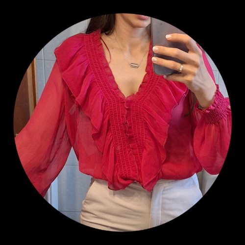 ZARA shirt-blouse fuchsia-rose with ruffles like new