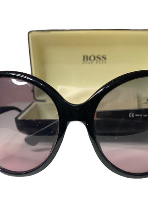 Слънчеви очила Boss употребявани, винтидж черни кръгли големи