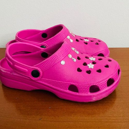 Children's beach clogs with rhinestones and flowers, size 32-33, new
