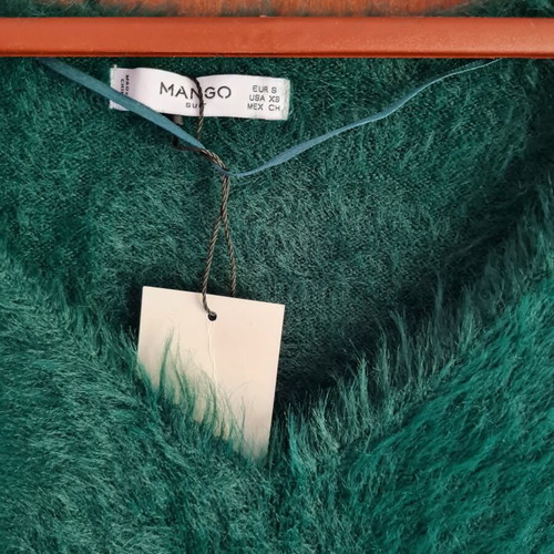 Velour sweater Mango new, small, green, 100% polyamide
