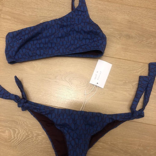 Maaboo bikini set new, dark blue iridescent, one shoulder top