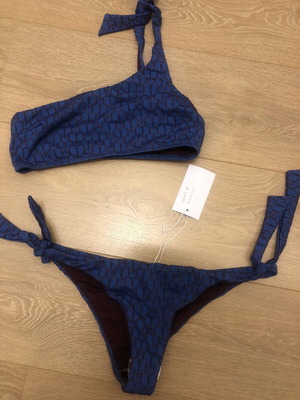Maaboo bikini set new, dark blue iridescent, one shoulder top