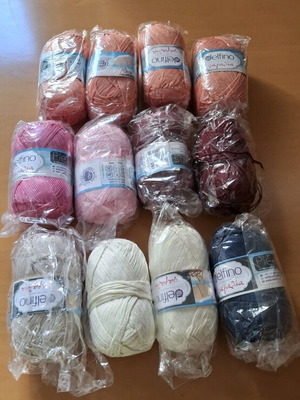 Νήματα Delfino Παραλία καινούργια, πακέτο 12 τεμαχίων για τσάντες