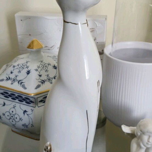 Porcelain cat vintage 33 cm tall used