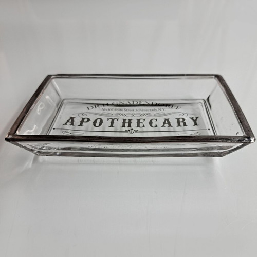 Decorative tray new with old New York apothecary theme