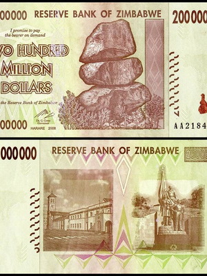 Χαρτονόμισμα Zimbabwe 200 εκατομμυρίων δολαρίων 2008 καινούργιο