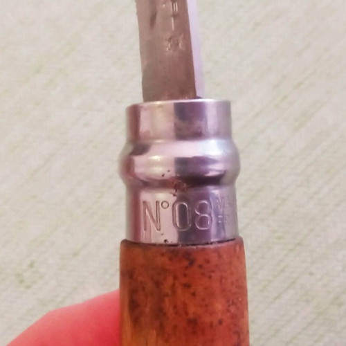 Opinel N08 Inox σουγιάς μεταχειρισμένος με custom ρουστίκ ξύλινη λαβή