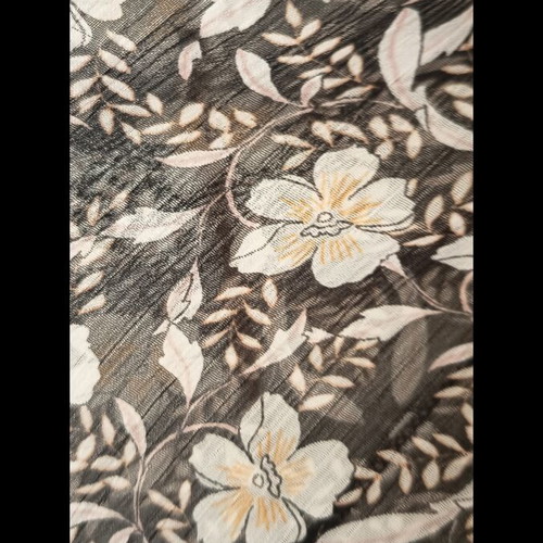 Bershka midi skirt floral with lining, black and beige