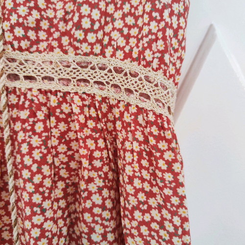Estee Collection Boho Maxi Dress red floral, 100% viscose, like new, size L