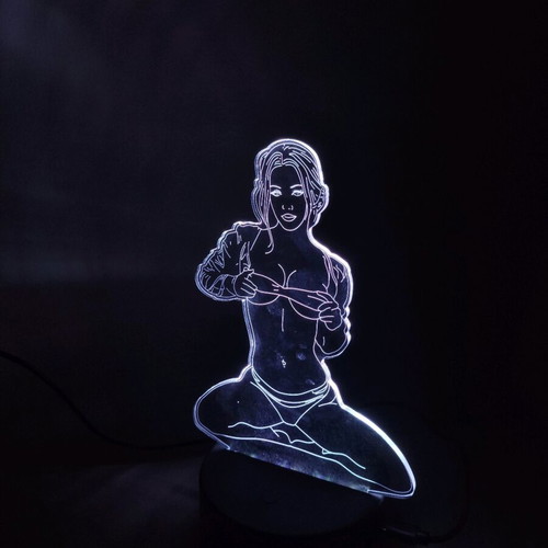 Lamp with woman figure that changes colors, like new