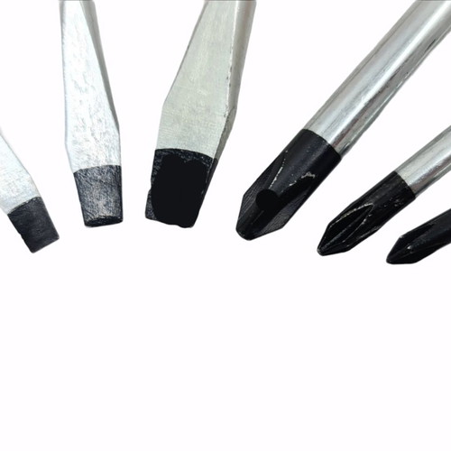 Set of 6 quality pass-through screwdrivers with ergonomic handle
