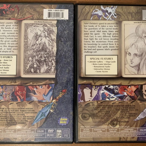 Ys OVA Part 1+2 DVD set like new, complete anime series