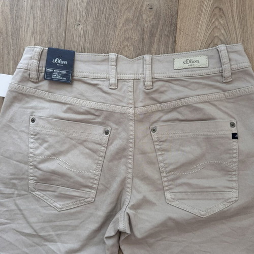 S.Oliver Denim Gwen Boyfriend Jeans W34 L32 Beige Loose Fit New