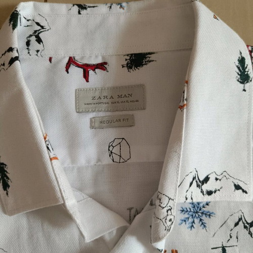 Zara white men's shirt with Christmas design like new, size M