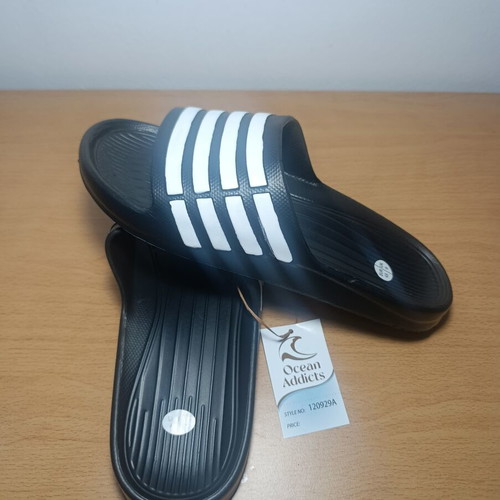 Ocean Addicts slides sandals black with white stripes