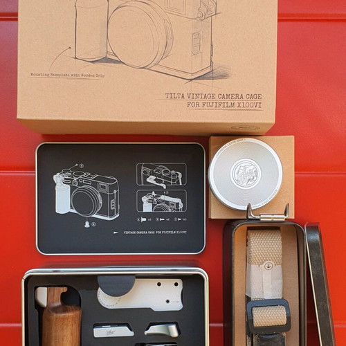 Vintage Camera Cage for FujiFujifilm X100VI Travel Kit+Lens Cap+Strap